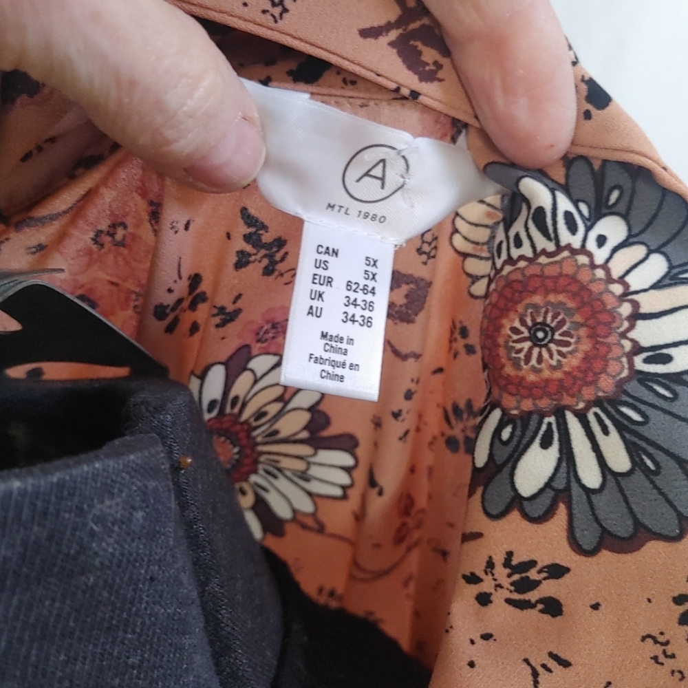 MTL 1980 Womens Sz 5X Floral Print Faux Wrap Bust Midi Dress Career Comfy Flow. - Picture 8 of 13